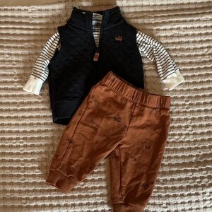 Black Vest and Brown Pants Baby Outfit - 6M